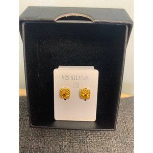 925 CITRINE Sapphires Earrings Sparkly Yellow Gold